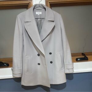 Reiss Light Gray Double-Breasted Pea Coat
